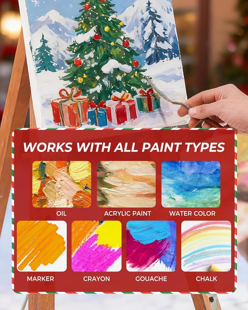 MaxGear Canvas for Painting, 12 Pack 8x10 Painting Canvas Boards, Art Supplies for Adults, Kids for Christmas Decoration - 100% Cotton Primed Canvases for Painting Acrylic, Oil, Watercolor, Tempera - Image 5